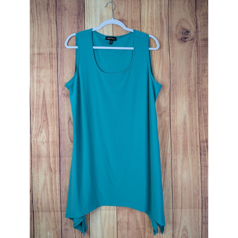 Slinky Brand Teal Sleeveless Asymmetrical Tunic Top XL